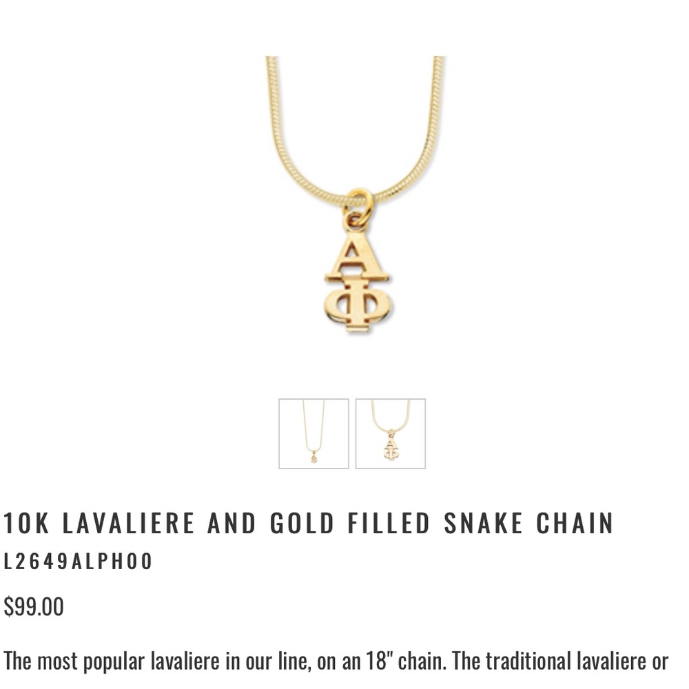Alpha Phi Necklace Gold